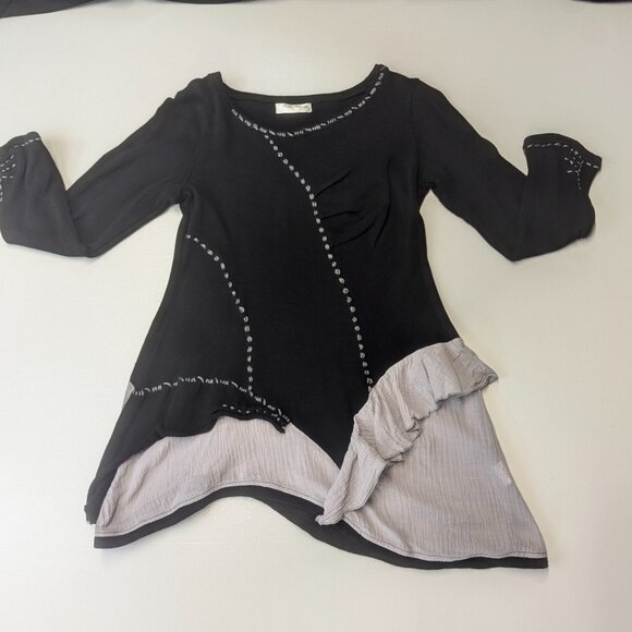 Forla Paris Size Medium Black/Gray Sweater Asymmetrical - Picture 10 of 16